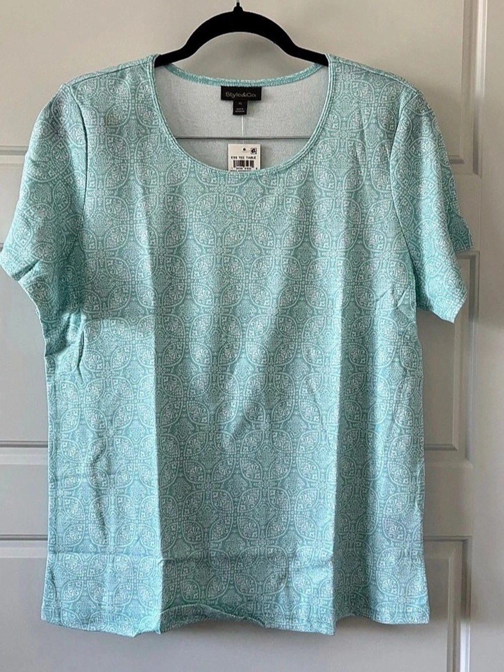 Style&Co. Paisley Short Sleeve Top in Blue Size XL NWT